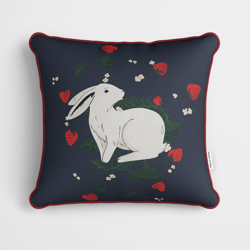 Rabbit Wildlife Print Cushion - Handmade Homeware, Made in Britain - Windsor and White