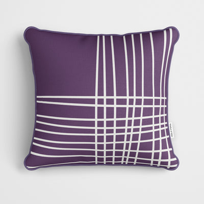 Purple Crosshatch Cushion - Handmade Homeware, Made in Britain - Windsor and White