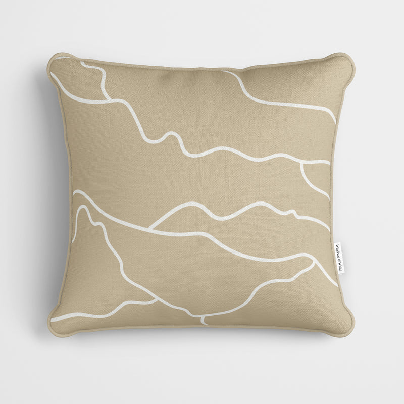Natural Beige Stone Lines Cushion - Handmade Homeware, Made in Britain - Windsor and White