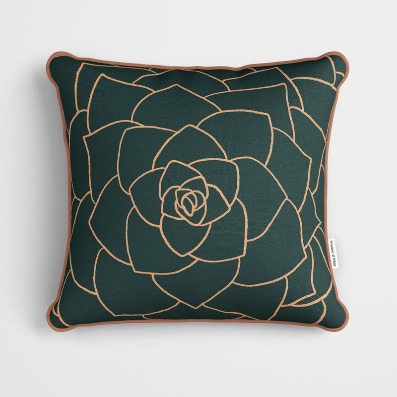 Succulent Outline Green Cushion - Handmade Homeware, Made in Britain - Windsor and White