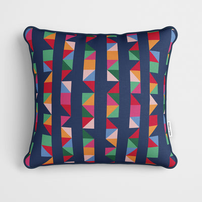 Retro Colourful Thick Stripes Cushion - Handmade Homeware, Made in Britain - Windsor and White