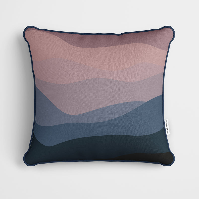 Landscape Waves Mauve Blue Cushion - Handmade Homeware, Made in Britain - Windsor and White