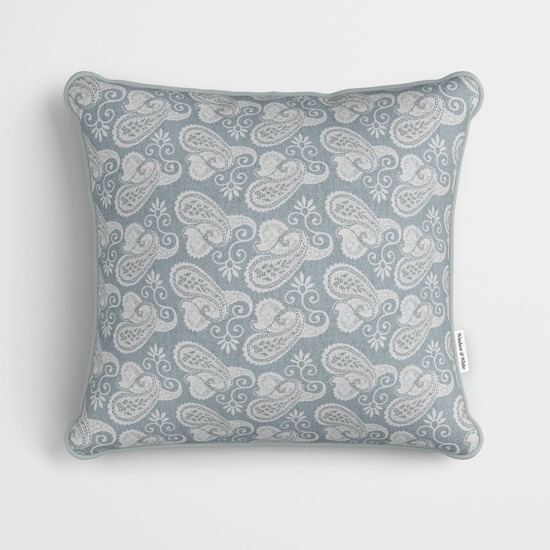 Grey Vintage Paisley Cushion - Handmade Homeware, Made in Britain - Windsor and White