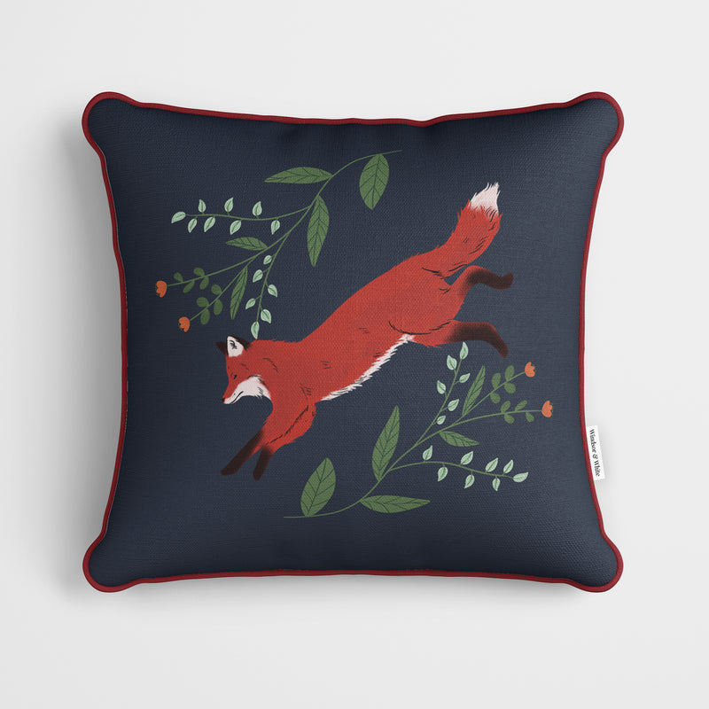 Fox Wildlife Print Cushion - Handmade Homeware, Made in Britain - Windsor and White