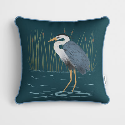 Heron Art Print Cushion - Handmade Homeware, Made in Britain - Windsor and White