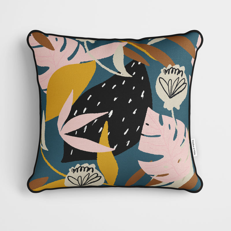 Pink Blue Artist Foliage Cushion - Handmade Homeware, Made in Britain - Windsor and White