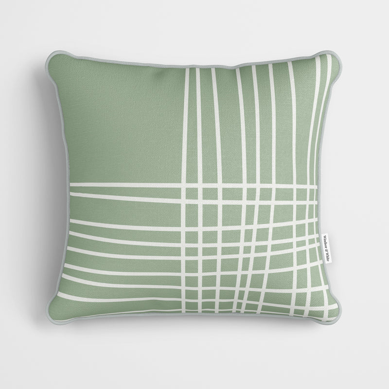 Sage Green Crosshatch Cushion - Handmade Homeware, Made in Britain - Windsor and White