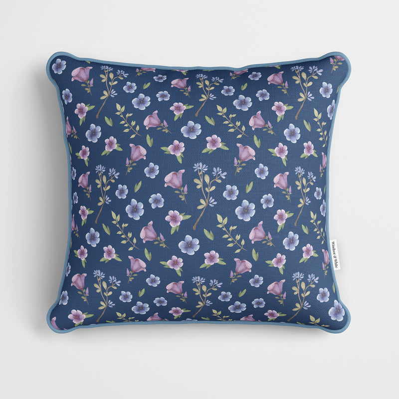 Ditsy Floral Blue Cushion - Handmade Homeware, Made in Britain - Windsor and White