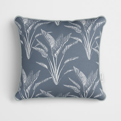 Blue Grey Plant Pattern Cushion - Handmade Homeware, Made in Britain - Windsor and White