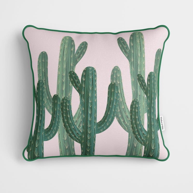 Cactus Desert Print Pink Cushion - Handmade Homeware, Made in Britain - Windsor and White
