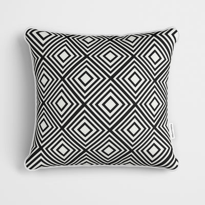 Diamond Pattern Black Cushion - Handmade Homeware, Made in Britain - Windsor and White