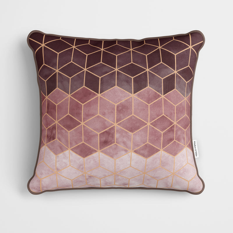 Burgundy Geometric Gradient Cushion - Handmade Homeware, Made in Britain - Windsor and White