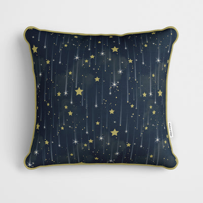 Navy Blue Falling Stars Cushion - Handmade Homeware, Made in Britain - Windsor and White