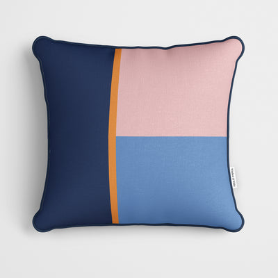 Navy Pink Blue Colour Block Cushion - Handmade Homeware, Made in Britain - Windsor and White