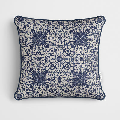 William Morris Ornate Tile Navy Cushion - Handmade Homeware, Made in Britain - Windsor and White