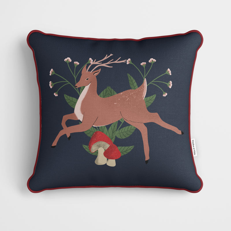 Deer Wildlife Print Cushion - Handmade Homeware, Made in Britain - Windsor and White