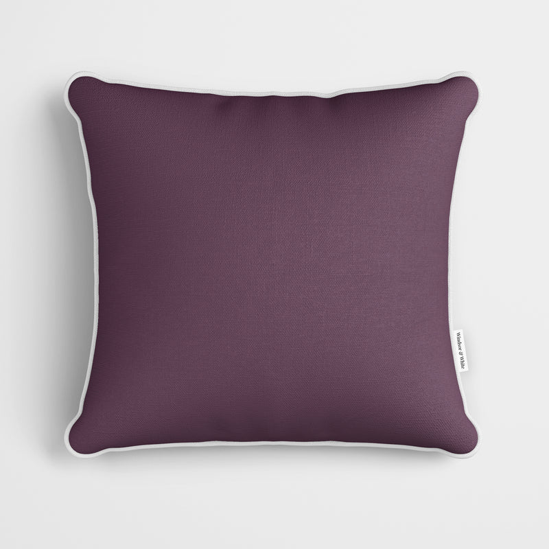 Plain Aubergine Purple Cushion - Handmade Homeware, Made in Britain - Windsor and White