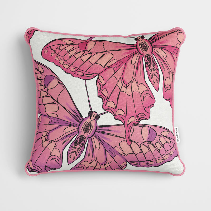 Pink Butterflies Cushion - Handmade Homeware, Made in Britain - Windsor and White