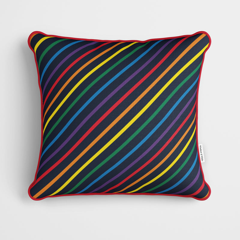 Rainbow Stripe Cushion - Handmade Homeware, Made in Britain - Windsor and White