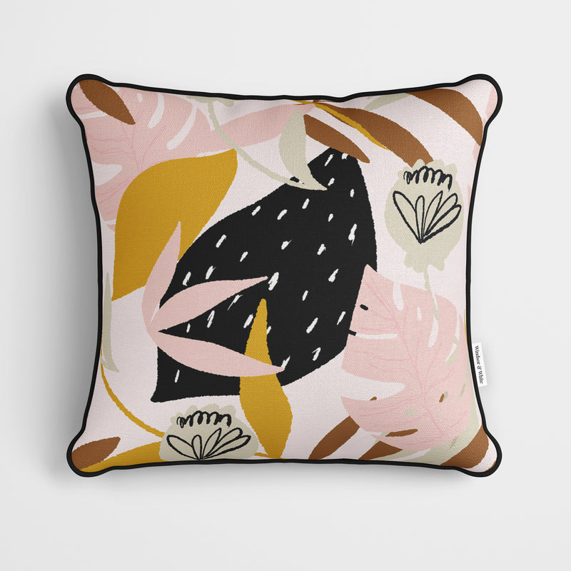 Pink Yellow Artist Foliage Cushion - Handmade Homeware, Made in Britain - Windsor and White