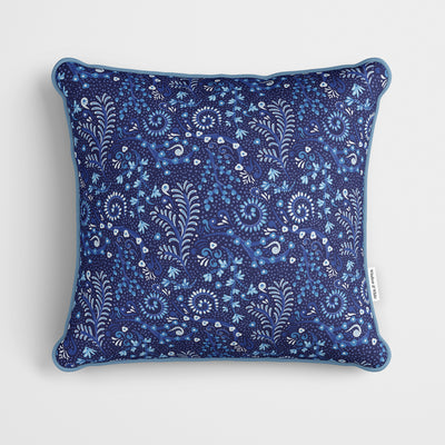 Blue Barrier Reef Pattern Cushion - Handmade Homeware, Made in Britain - Windsor and White