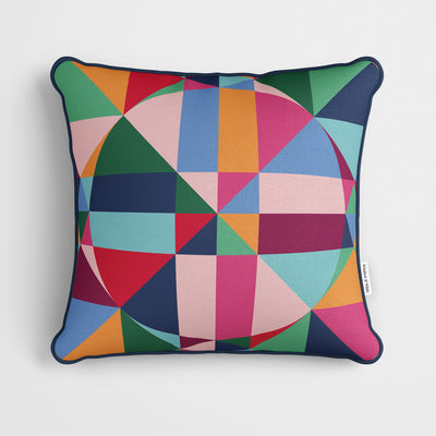 Retro Colourful Tile Circle Cushion - Handmade Homeware, Made in Britain - Windsor and White