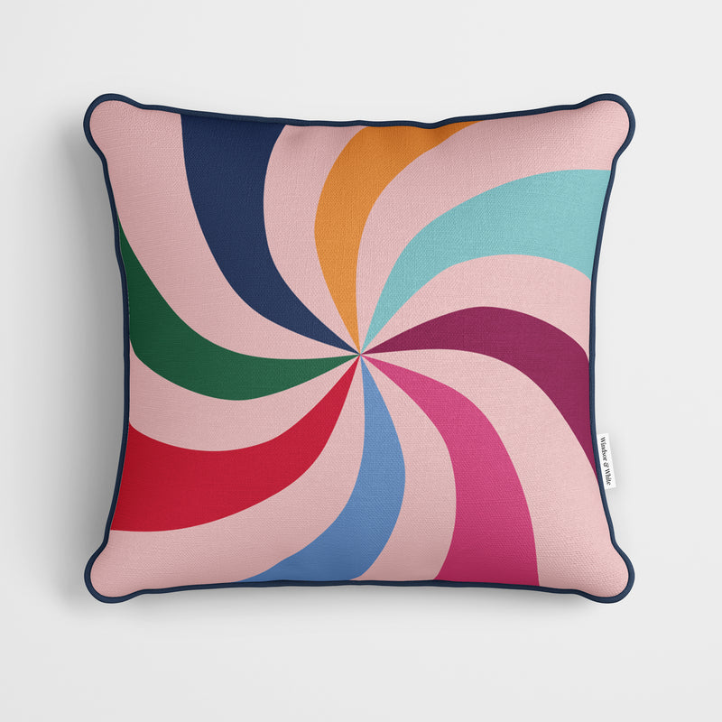 Retro Colour Swirl Pink Cushion - Handmade Homeware, Made in Britain - Windsor and White