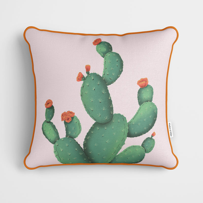 Prickly Pear Print Pink Cushion - Handmade Homeware, Made in Britain - Windsor and White
