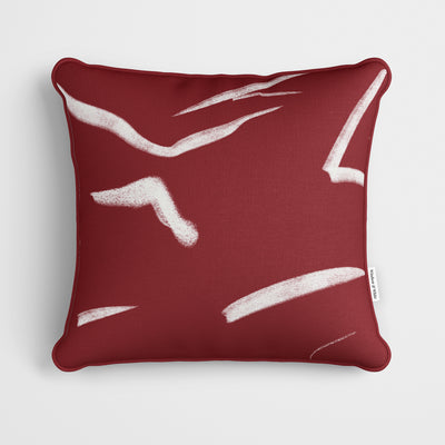 Red Art Strokes Cushion - Handmade Homeware, Made in Britain - Windsor and White