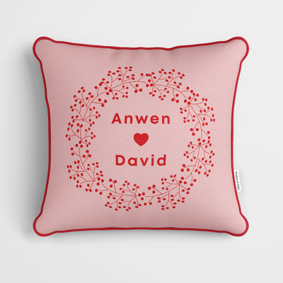 Personalised Ditsy Heart Pink Cushion