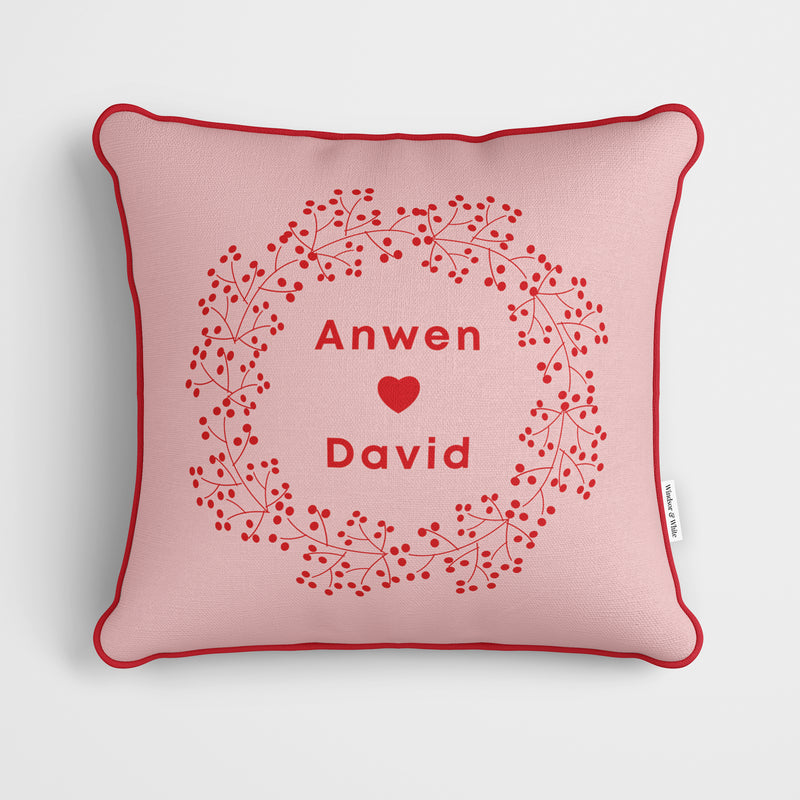 Personalised Ditsy Heart Pink Cushion