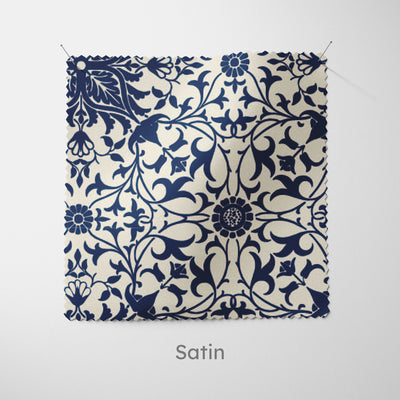 William Morris Ornate Tile Navy Cushion - Handmade Homeware, Made in Britain - Windsor and White