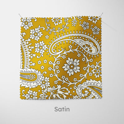 Saffron Gold Floral Paisley Fabric - Handmade Homeware, Made in Britain - Windsor and White