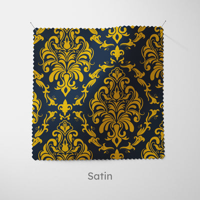 Navy Blue Gold Damask Cushion - Handmade Homeware, Made in Britain - Windsor and White
