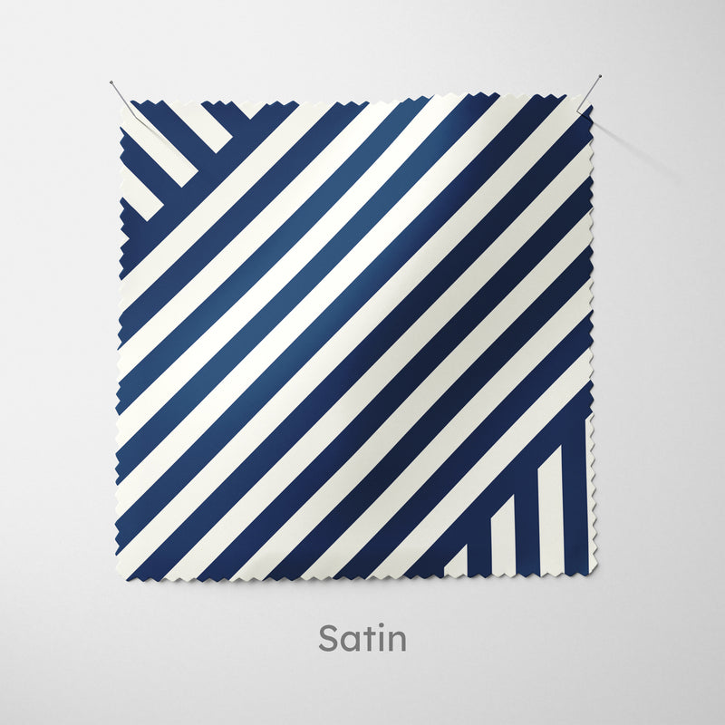 Navy Blue Layered Stripes Cushion - Handmade Homeware, Made in Britain - Windsor and White