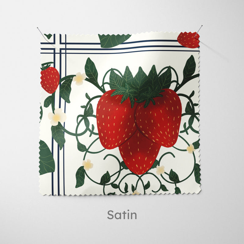 Strawberry Tile Pattern Navy Cushion - Handmade Homeware, Made in Britain - Windsor and White