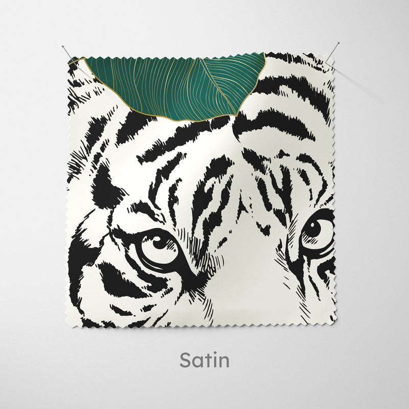 Green Leaves Mono Tiger Cushion - Handmade Homeware, Made in Britain - Windsor and White