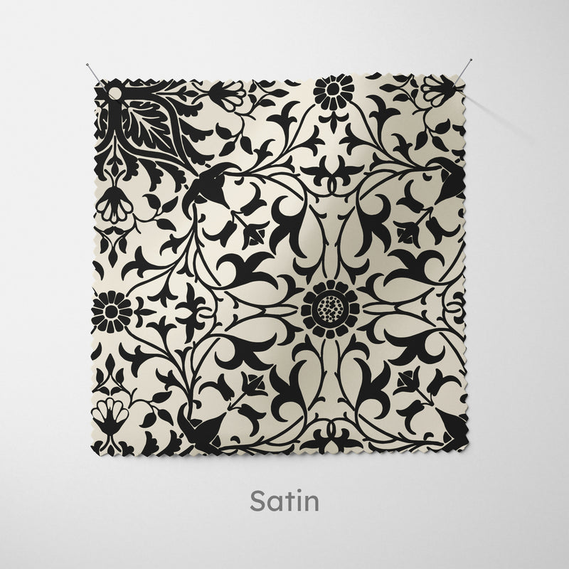 William Morris Ornate Tile Black Cushion - Handmade Homeware, Made in Britain - Windsor and White