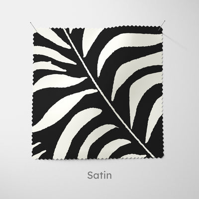 Palm Leaves Black Fabric - Handmade Homeware, Made in Britain - Windsor and White