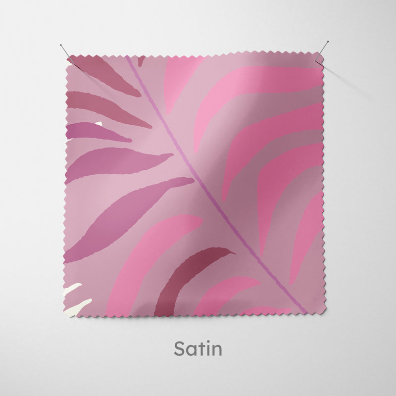 Tropical Palm Leaves Pink Fabric - Handmade Homeware, Made in Britain - Windsor and White