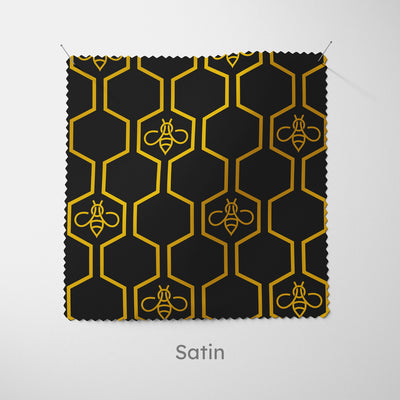 Black Gold Honeycomb Bee Cushion - Handmade Homeware, Made in Britain - Windsor and White