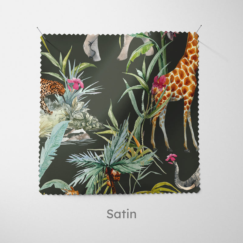 Tropical Safari Charcoal Fabric - Handmade Homeware, Made in Britain - Windsor and White