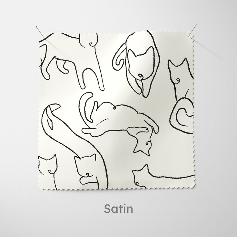 Minimalist Cat Pattern Fabric - Handmade Homeware, Made in Britain - Windsor and White