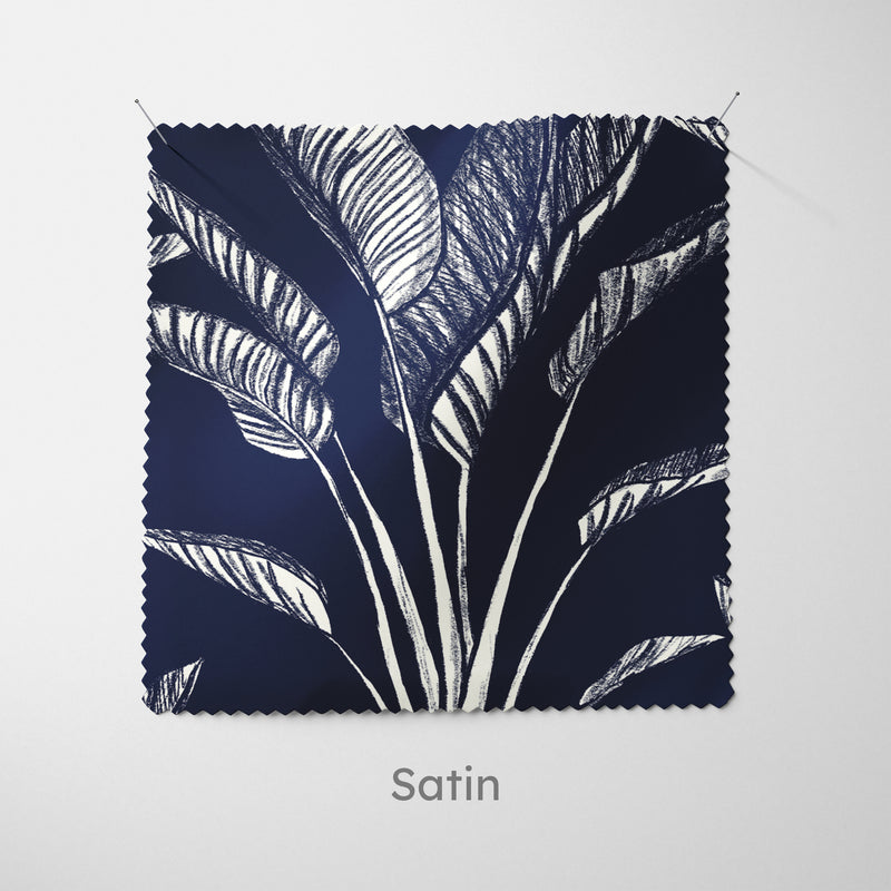 Navy Blue Plant Pattern Fabric - Handmade Homeware, Made in Britain - Windsor and White