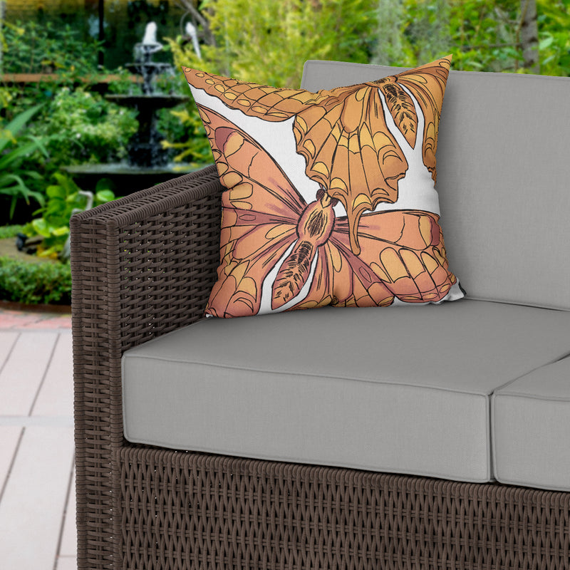 Yellow Butterflies Water Resistant Garden Outdoor Cushion - Handmade Homeware, Made in Britain - Windsor and White