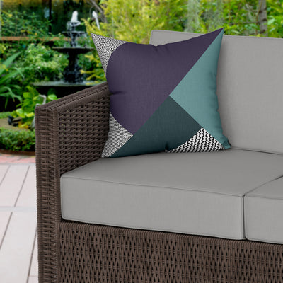 Modern Block Green Plum Water Resistant Garden Outdoor Cushion - Handmade Homeware, Made in Britain - Windsor and White