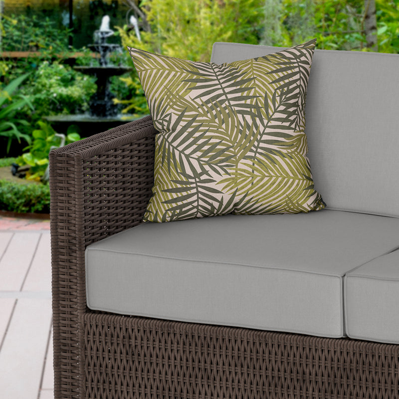 Dark Green Rainforest Water Resistant Garden Outdoor Cushion - Handmade Homeware, Made in Britain - Windsor and White