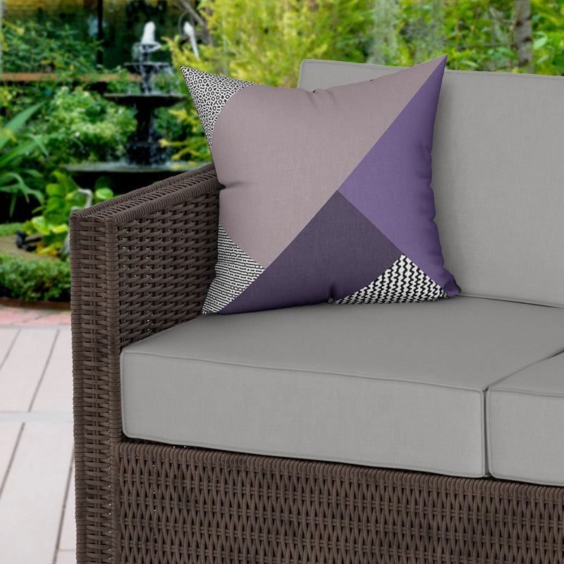 Modern Block Purple Mauve Water Resistant Garden Outdoor Cushion - Handmade Homeware, Made in Britain - Windsor and White