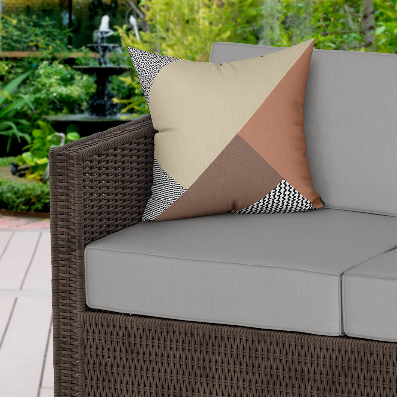 Modern Block Beige Natural Water Resistant Garden Outdoor Cushion - Handmade Homeware, Made in Britain - Windsor and White