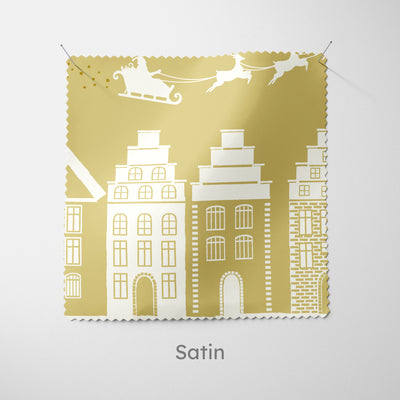 Personalised Gold Village Christmas Cushion